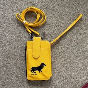 Yellow Crossbody Bag with Dog Design